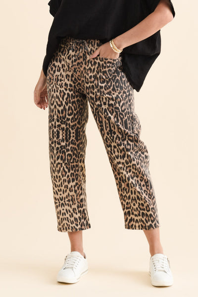 BB Barrel Brown Leopard Jeans