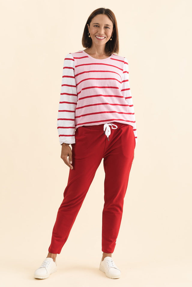 Lobby Red Cotton Relaxed Sweatpants,Brunette model,alt text|model:Cara image 7
