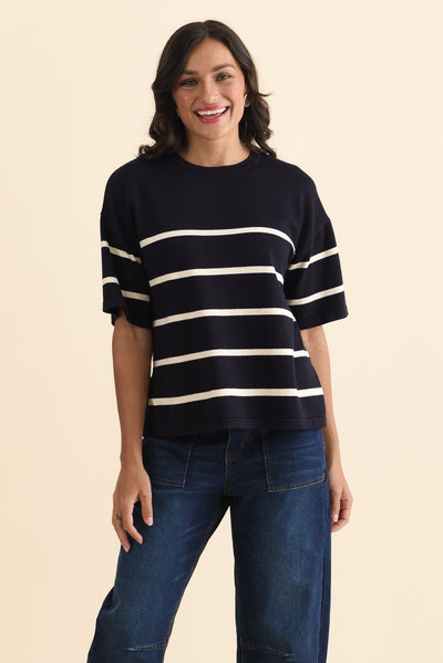 Bailey Navy Stripe Boxy Sweat