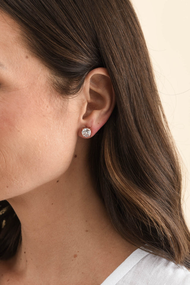 Ballet Rose Gold Diamante Stud Earrings