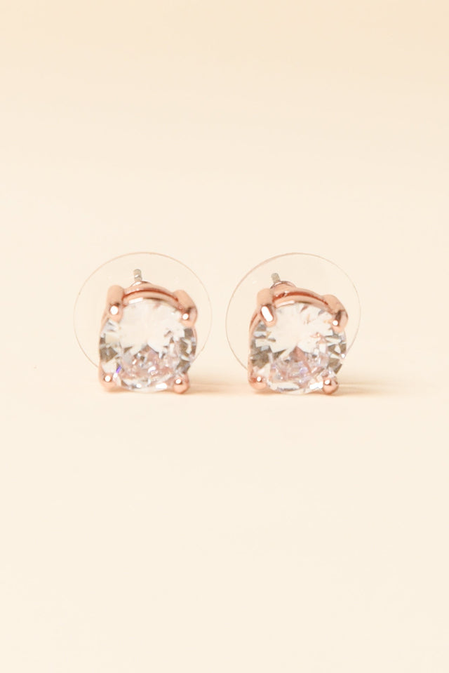 Ballet Rose Gold Diamante Stud Earrings