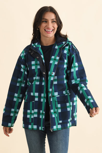 Bari Navy Check Raincoat
