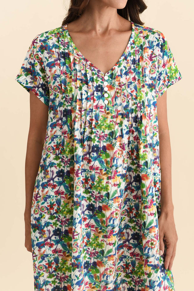 Barry Green Floral Cotton Button Dress,Brunette model,alt text|model:Cara image 6
