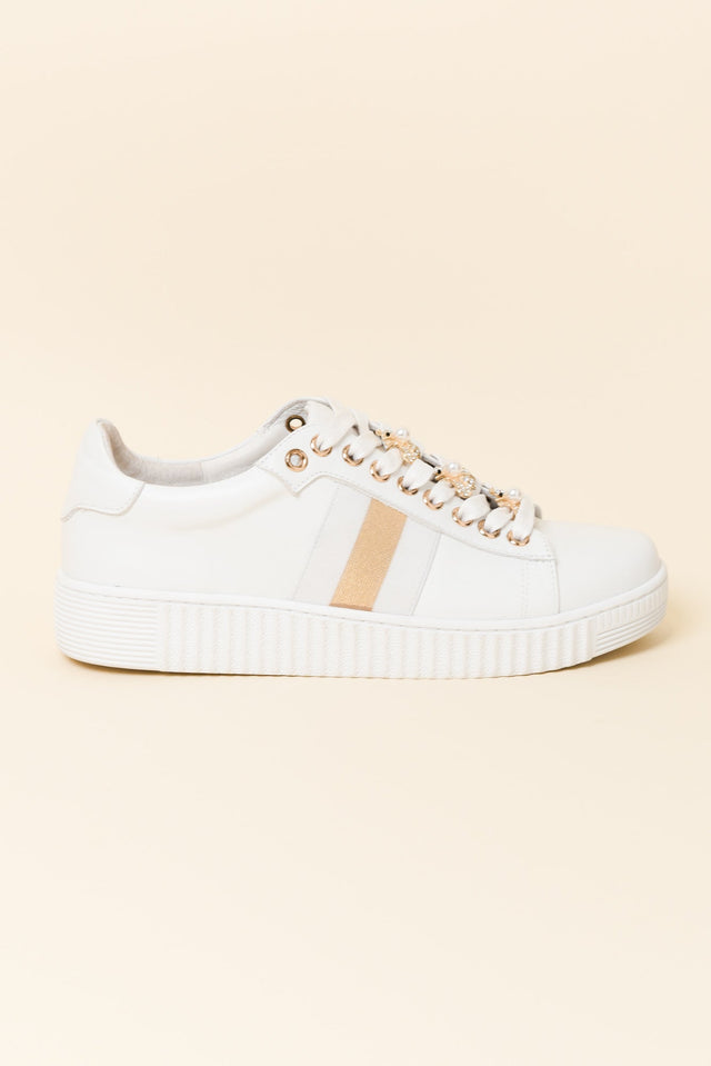 Bee White Stripe Leather Sneaker image 1