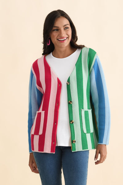 Belair Multi Stripe Cotton Cardigan
