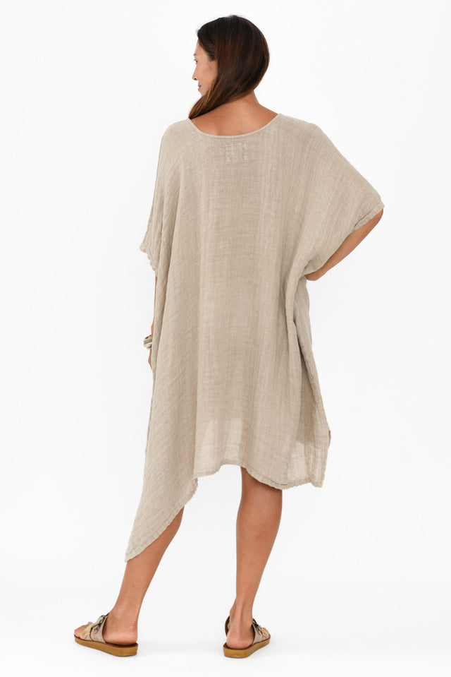 Belize Natural Linen Kaftan,Brunette model,alt text|model:Cara image 4