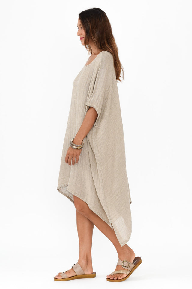Belize Natural Linen Kaftan,Brunette model,alt text|model:Cara image 3