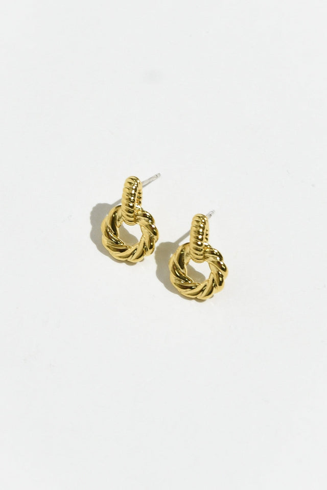 Bellae Gold Twisted Hoop Drop Earrings image 1