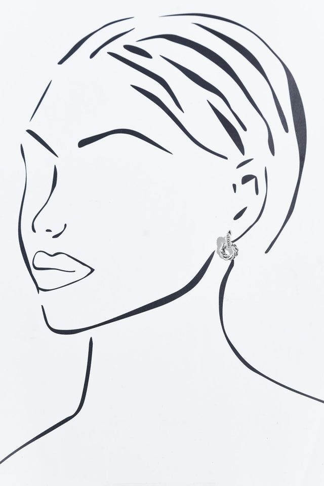Bellae Silver Twisted Hoop Drop Earrings image 2