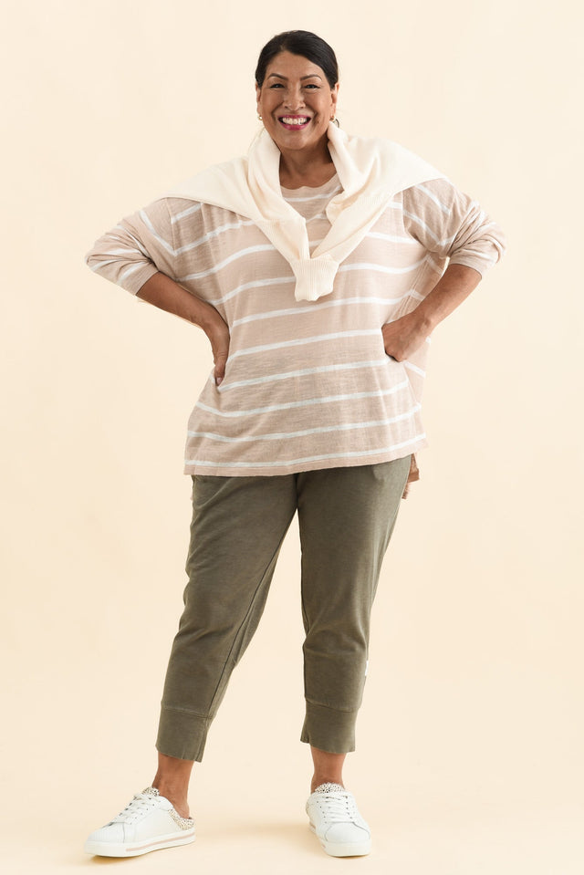 Berlin White Stripe Cotton Blend Knit Top,Brunette model,alt text|model:Pilita image 10