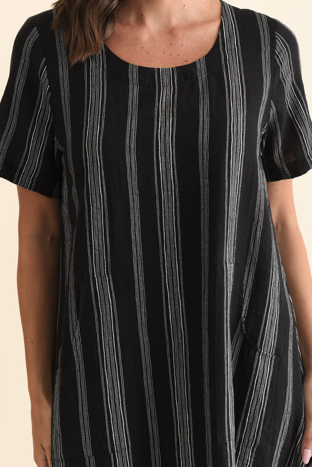 Bexley Black Stripe Pocket Dress,Brunette model,alt text|model:MJ image 6