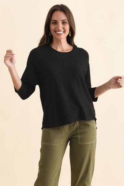 Bianca Black Scoop Neck Knit Top