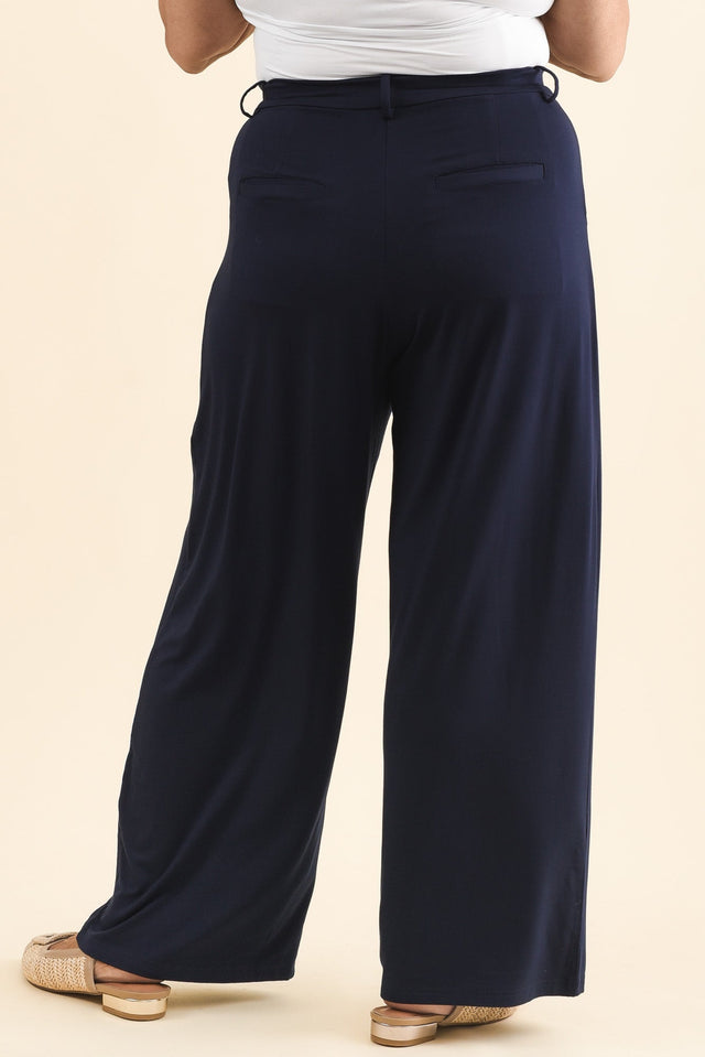Billie Navy Bamboo Wide Leg Pants,Brunette model,alt text|model:Pilita image 12