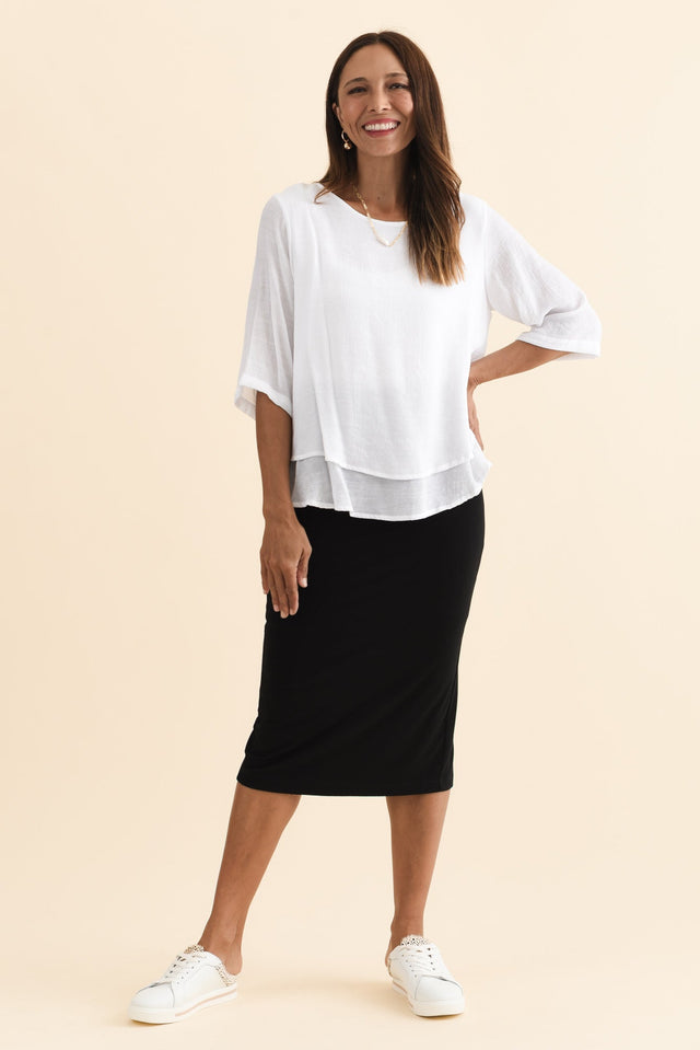 Black Bamboo Maxi Tube Skirt,Brunette model,alt text|model:Cara image 8