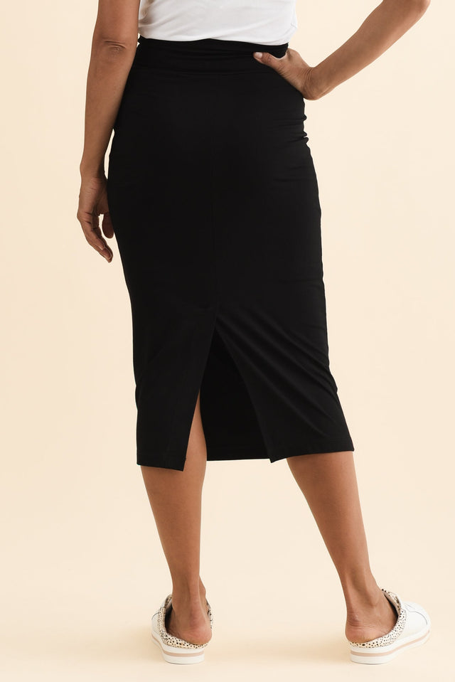 Black Bamboo Maxi Tube Skirt,Brunette model,alt text|model:Cara image 6