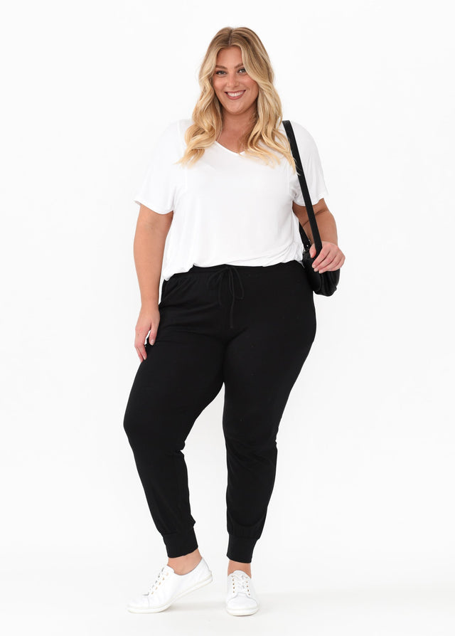 Black Cotton Everyday Tie Sweatpants,Blonde model,alt text|model:Caitlin image 10