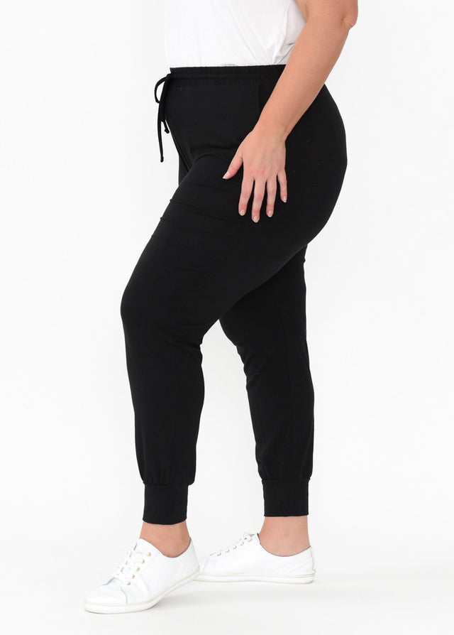 Black Cotton Everyday Tie Sweatpants,Blonde model,alt text|model:Caitlin image 11