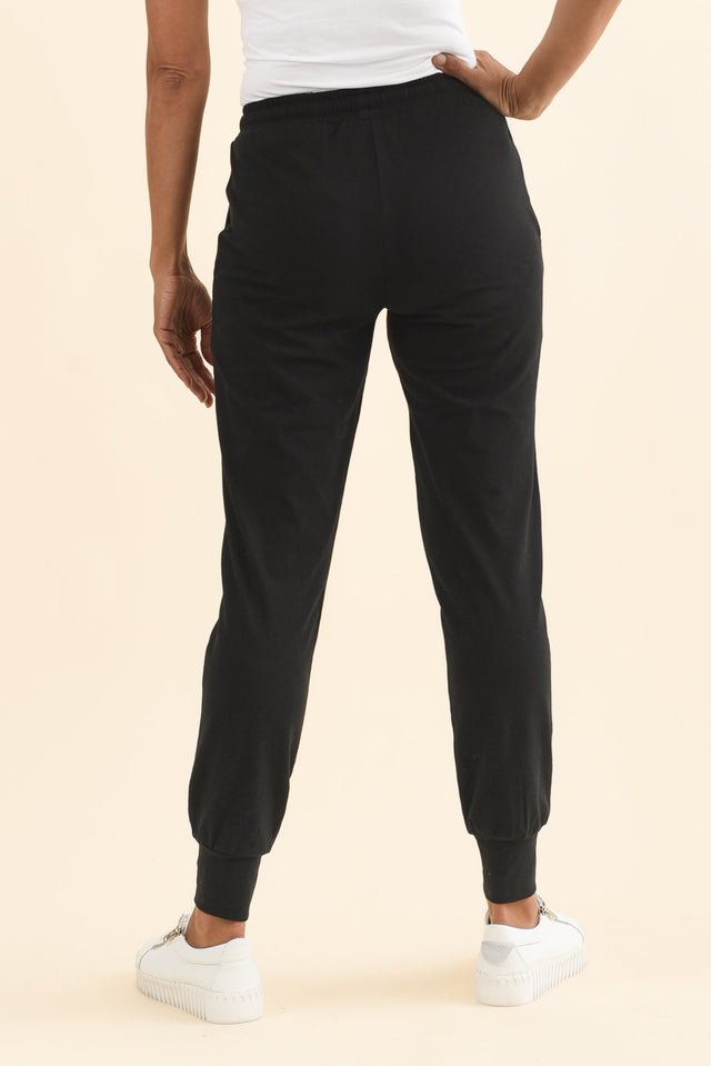 Black Cotton Everyday Tie Sweatpants,Brunette model,alt text|model:Cara image 6