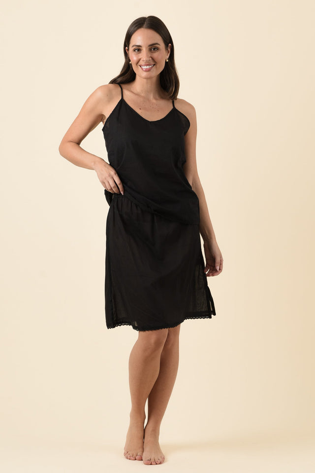Black Cotton Slip Cami,Brunette model,alt text|model:MJ image 6