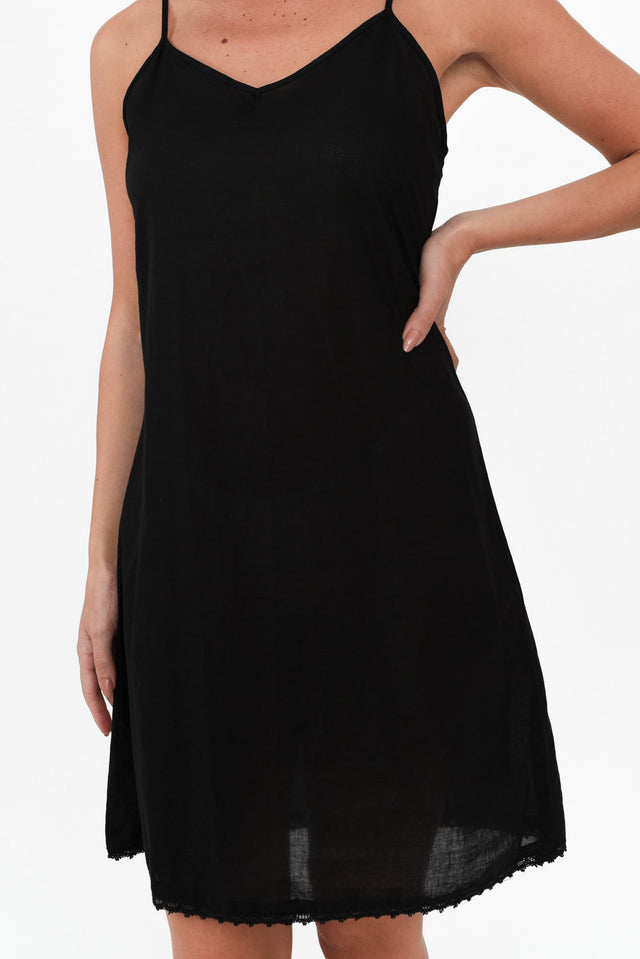 Black Cotton Slip Dress image 6