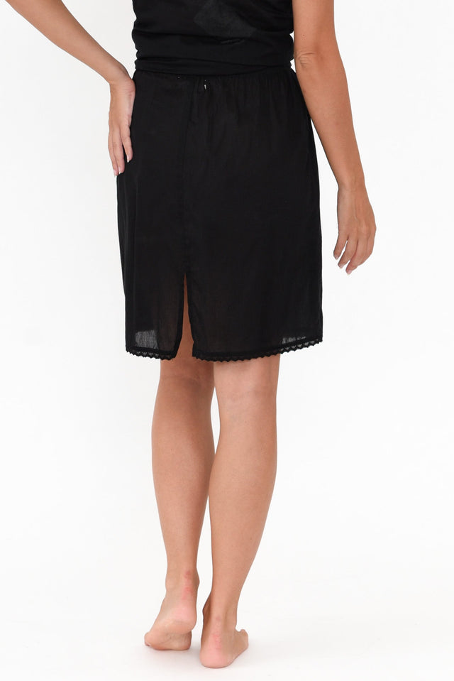Black Cotton Slip Skirt,Brunette model,alt text|model:MJ image 5