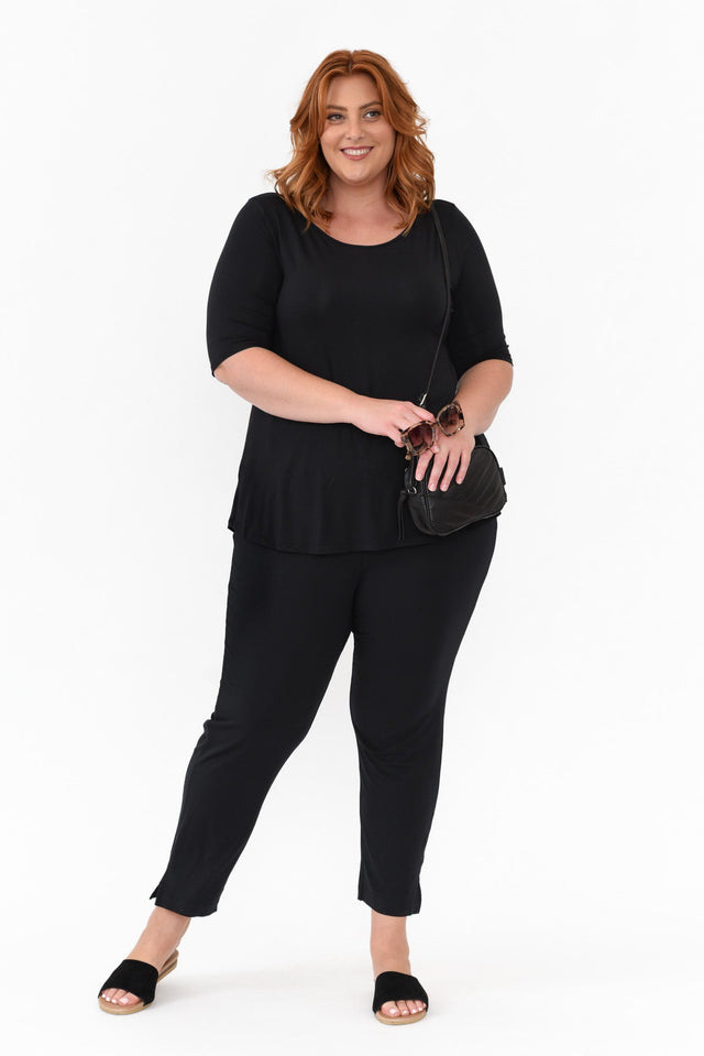 Dana Black Micro Modal Pants,Blonde model,alt text|model:Caitlin image 14