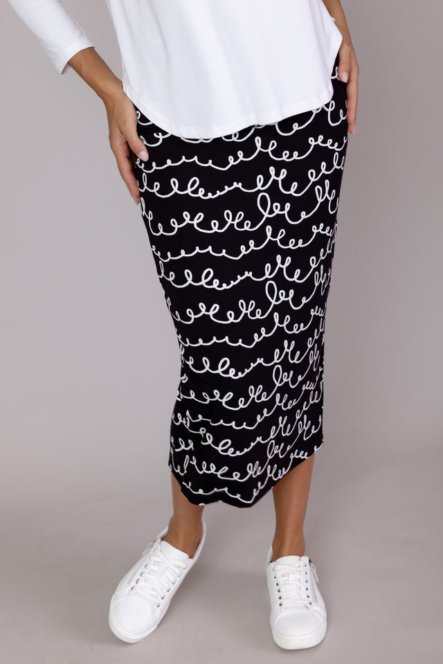 Black Scribble Bamboo Maxi Tube Skirt
