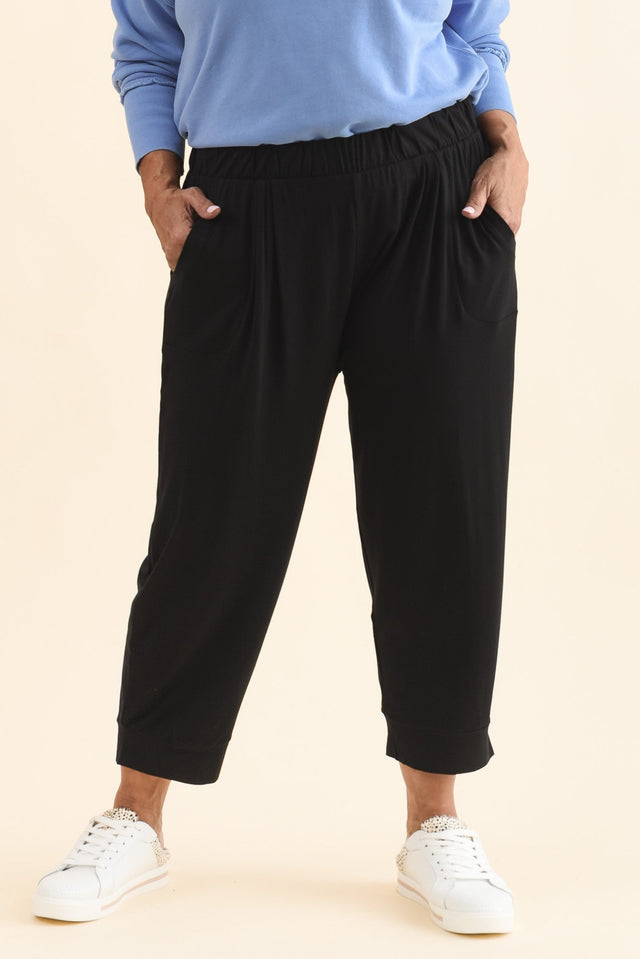 Black Tokyo Slouch Pants,Front,Brunette model,alt text|model:Pilita image 8