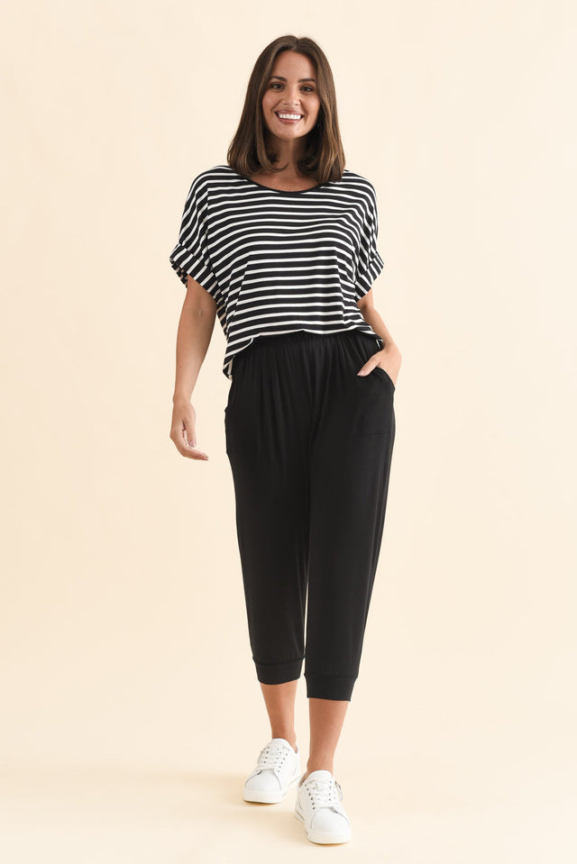 Black Tokyo Slouch Pants,Brunette model,alt text|model:MJ image 3