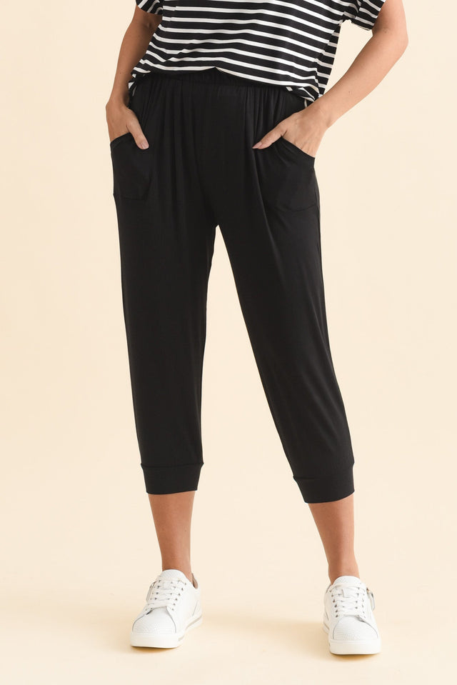Black Tokyo Slouch Pants,Brunette model,alt text|model:MJ image 2