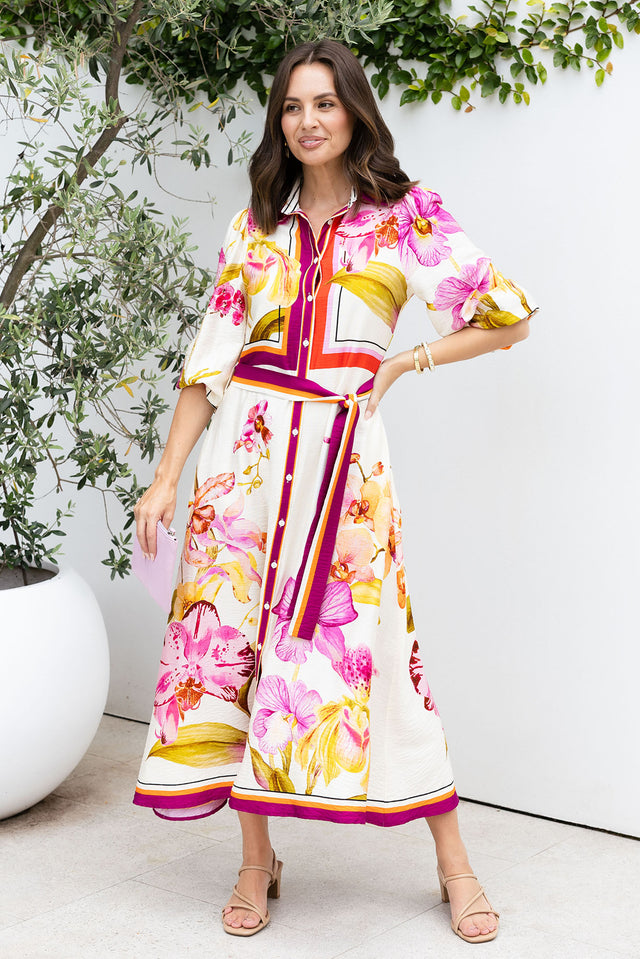 Blythe Cream Floral Shirt Dress