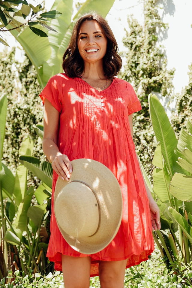 Sabina Cherry Crinkle Cotton Dress,Lifestyle image 1