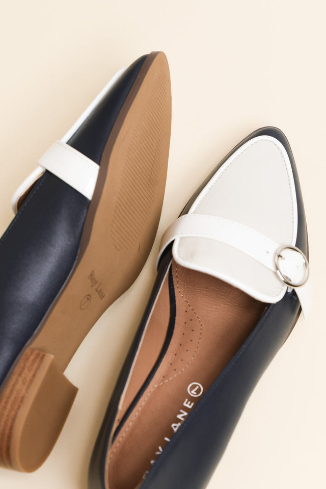Boston Navy Contrast Leather Loafer image 3