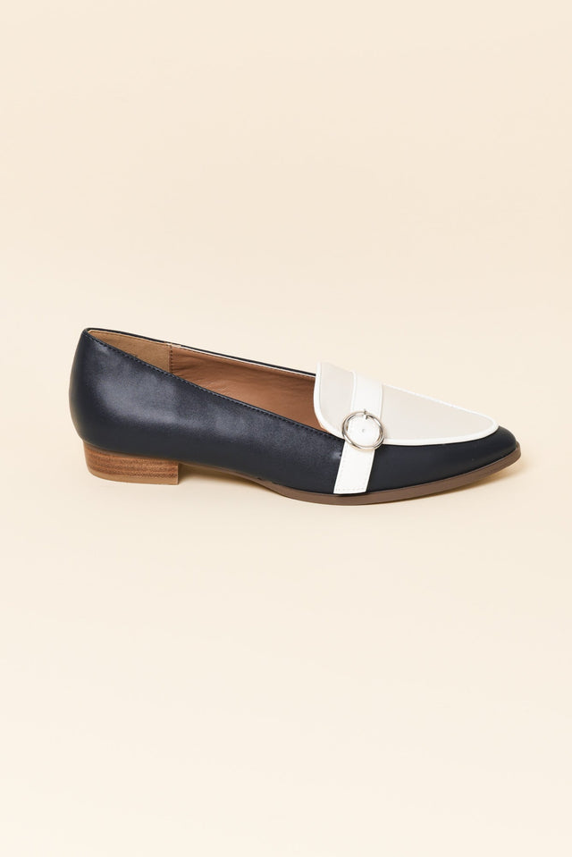 Boston Navy Contrast Leather Loafer image 1