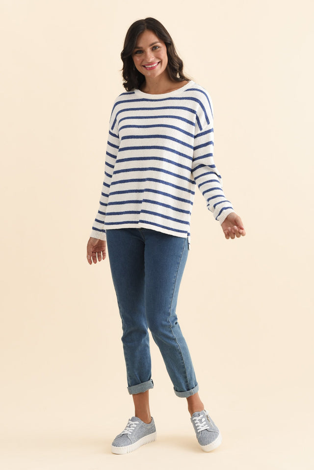 Bradford Blue Stripe Knit Top,Brunette model,alt text|model:Brontie image 7