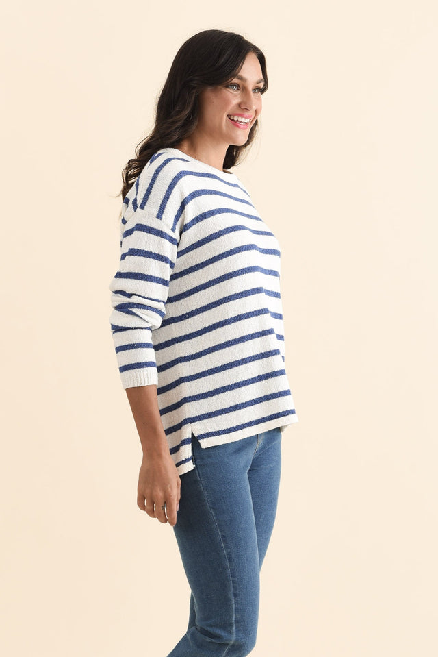 Bradford Blue Stripe Knit Top,Brunette model,alt text|model:Brontie image 4