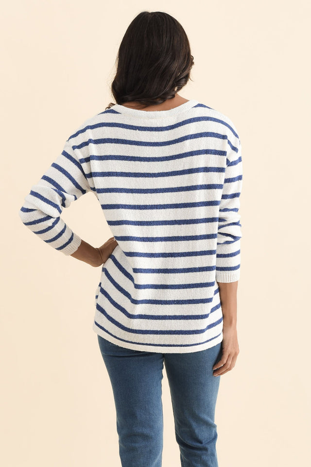 Bradford Blue Stripe Knit Top,Brunette model,alt text|model:Brontie image 5