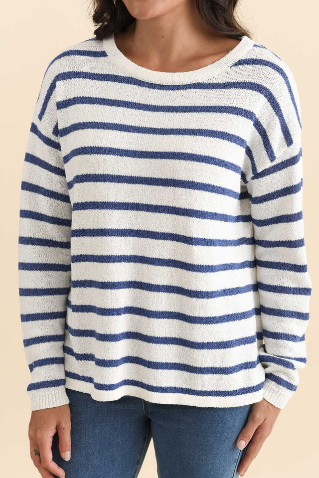 Bradford Blue Stripe Knit Top,Brunette model,alt text|model:Brontie image 6