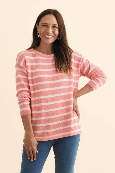 Bradford Coral Stripe Knit Top