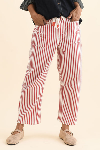 Breslin Rust Stripe Barrel Jeans
