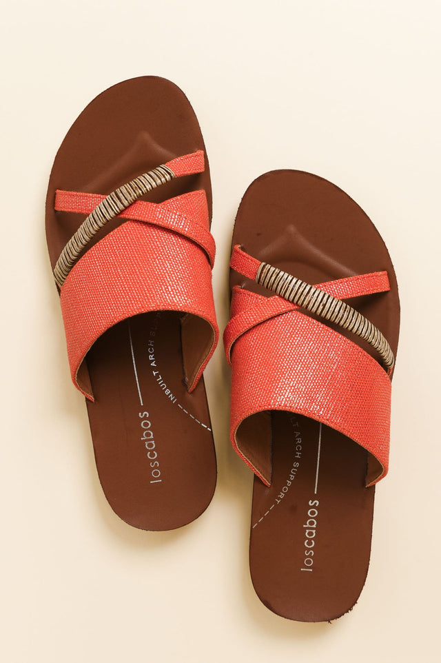 Bride Orange Raffia Crossover Slide image 3