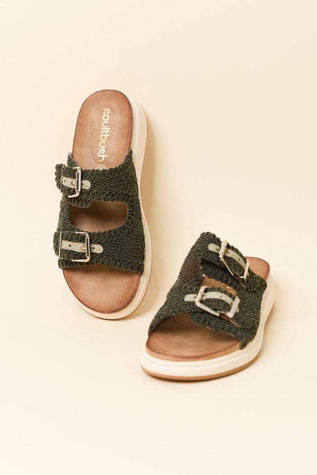 Brizzie Khaki Buckle Platform Slide image 2