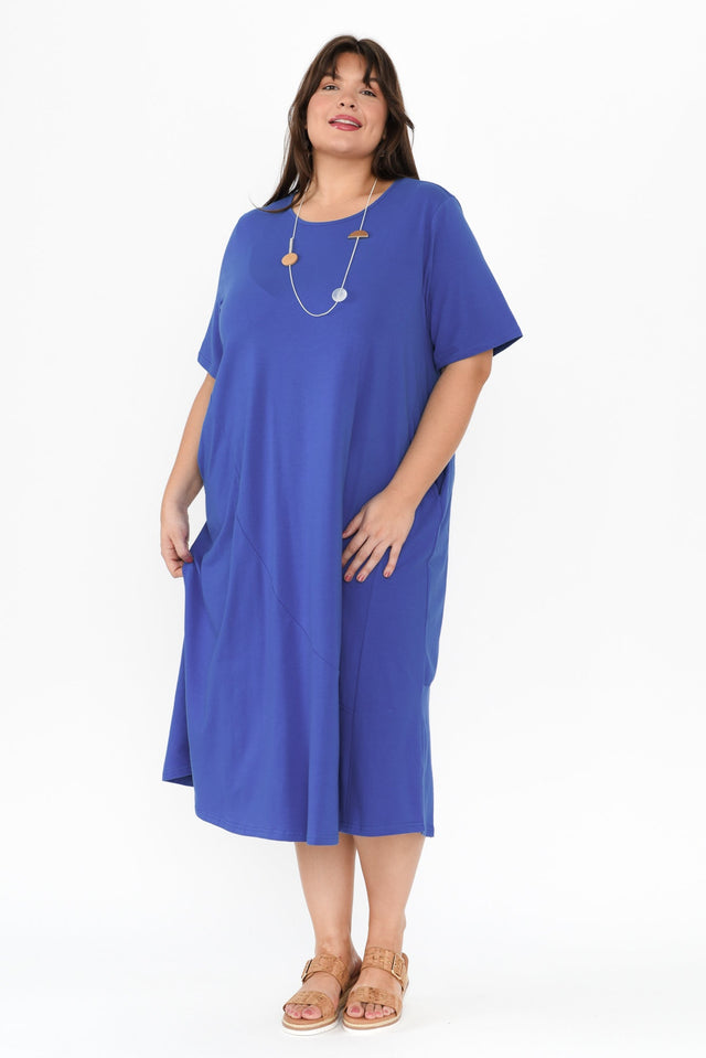 Bronte Cobalt Cotton Tee Dress,Brunette model,alt text|model:Gabby image 8