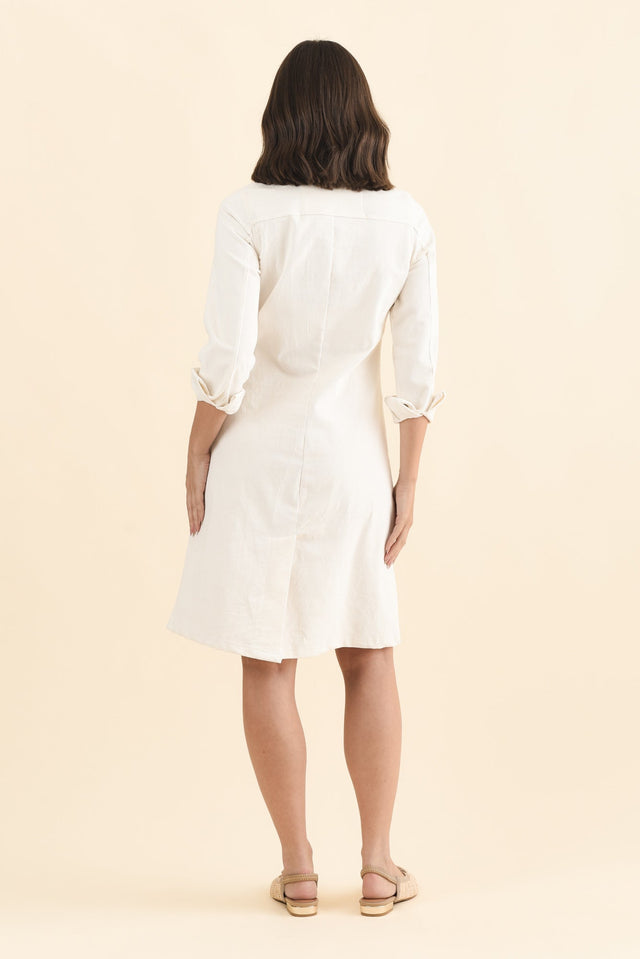 Bronwyn White Corduroy Button Dress,Brunette model,alt text|model:MJ image 5