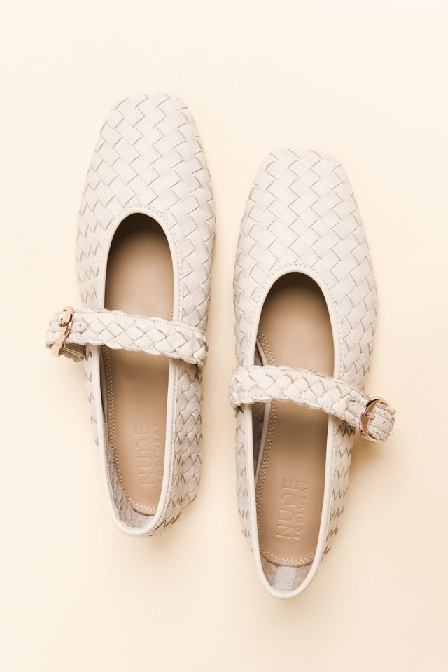Bulla Cream Leather Woven Ballet Flat image 4