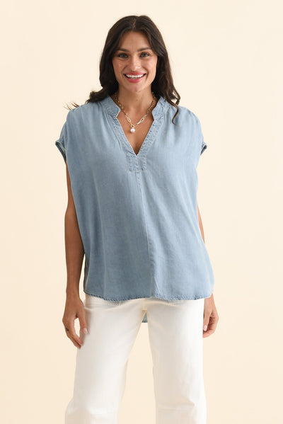 Burwood Light Blue Tencel Top