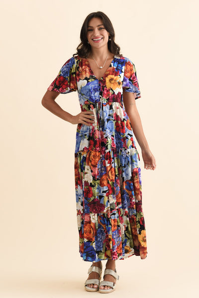 Butler Orange Garden Tie Maxi Dress
