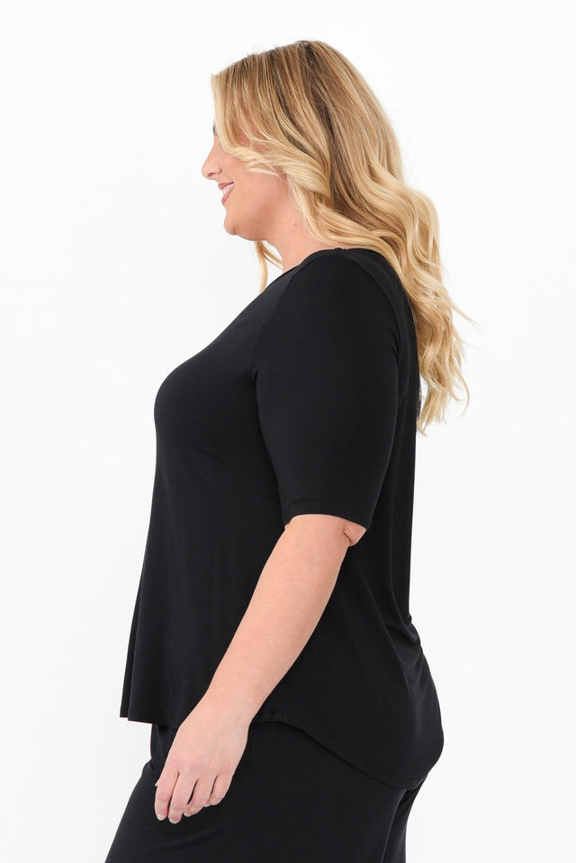 Buttery Black Half Sleeve Top,Blonde model,alt text|model:Caitlin image 9