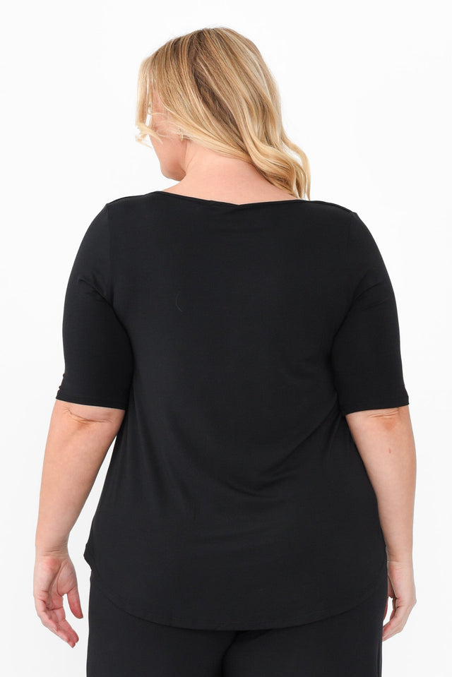 Buttery Black Half Sleeve Top,Blonde model,alt text|model:Caitlin image 10
