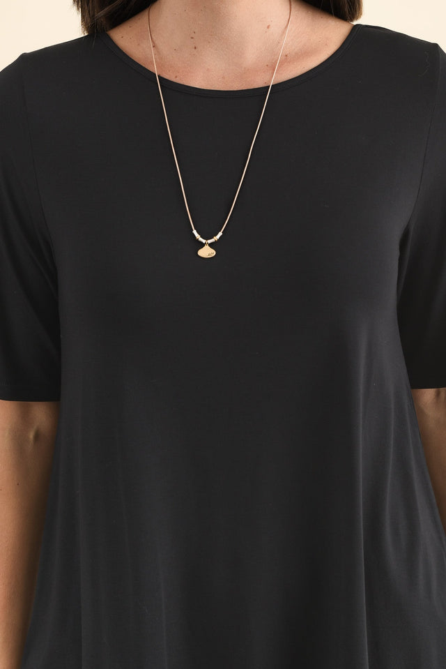 Buttery Black Half Sleeve Top,Brunette model,alt text|model:MJ image 5